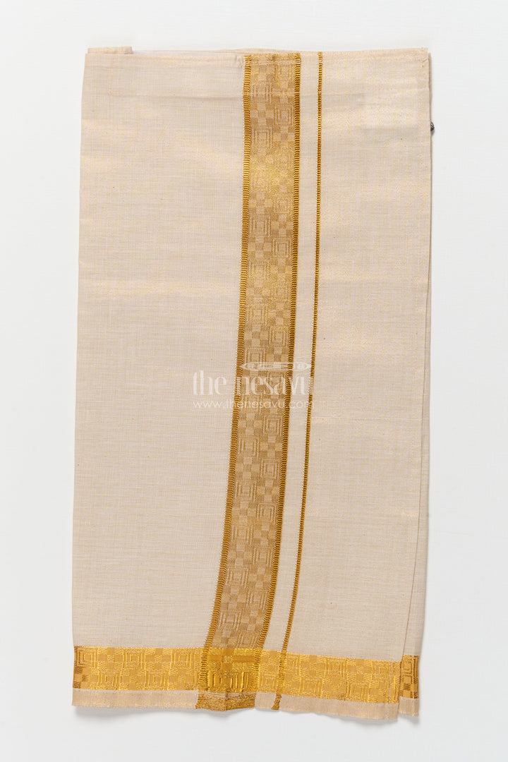 The Nesavu Boys Vesti Boys Traditional Vesti for Cultural Day and Simple Rituals Nesavu Nesavu boys tissue vesti golden zari lines school functions everyday rituals