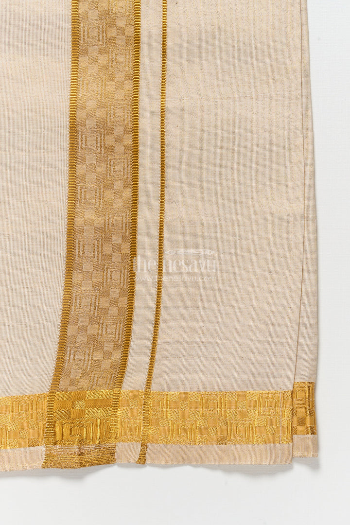 The Nesavu Boys Vesti Boys Traditional Vesti for Cultural Day and Simple Rituals Nesavu Nesavu boys tissue vesti golden zari lines school functions everyday rituals