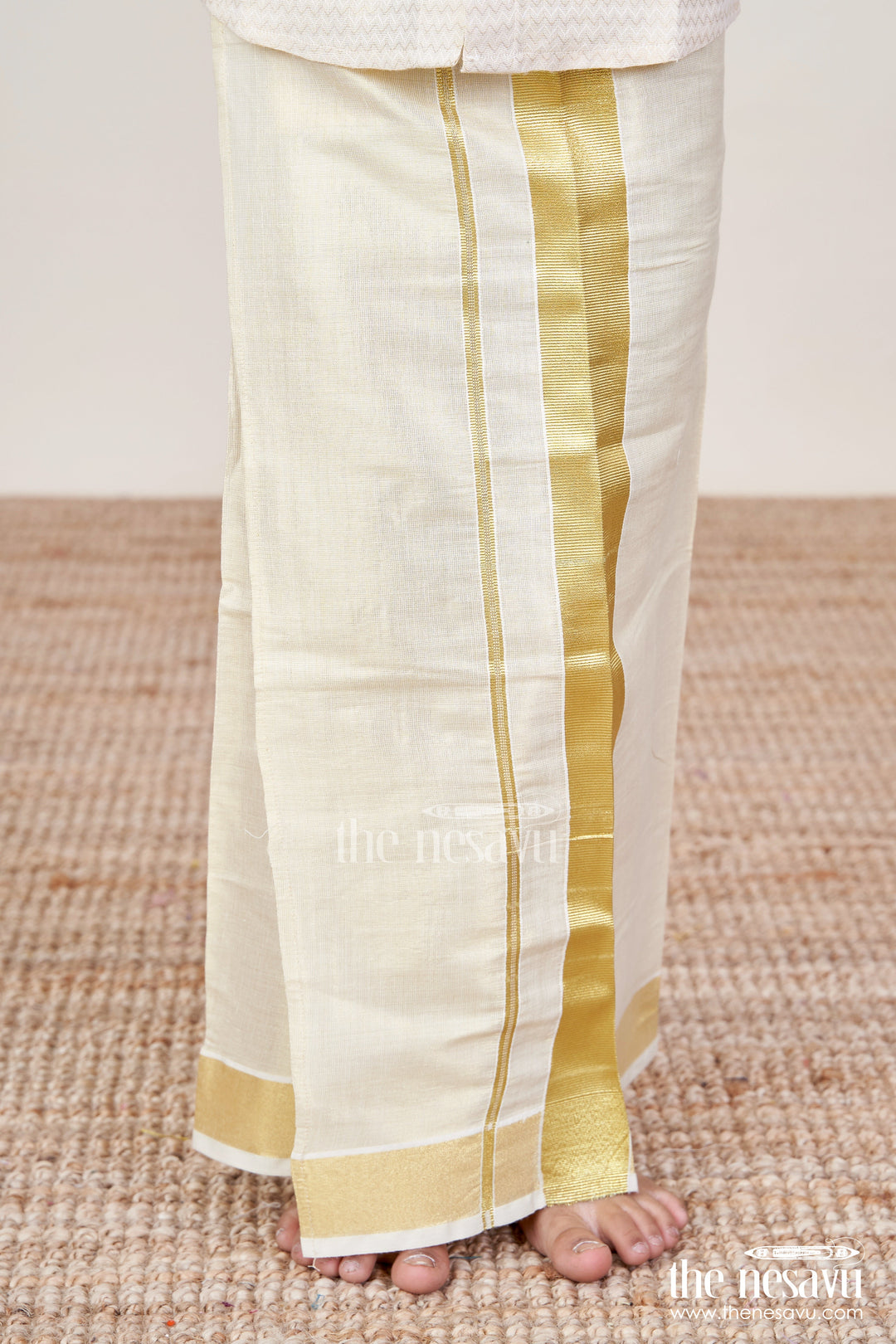 The Nesavu Boys Vesti Boys Traditional Vesti for Family Rituals and Festive Wear Nesavu 22 (4Y) / Cream D032A-22 Nesavu boys traditional tissue vesti zari border rituals functions ethnic celebrations