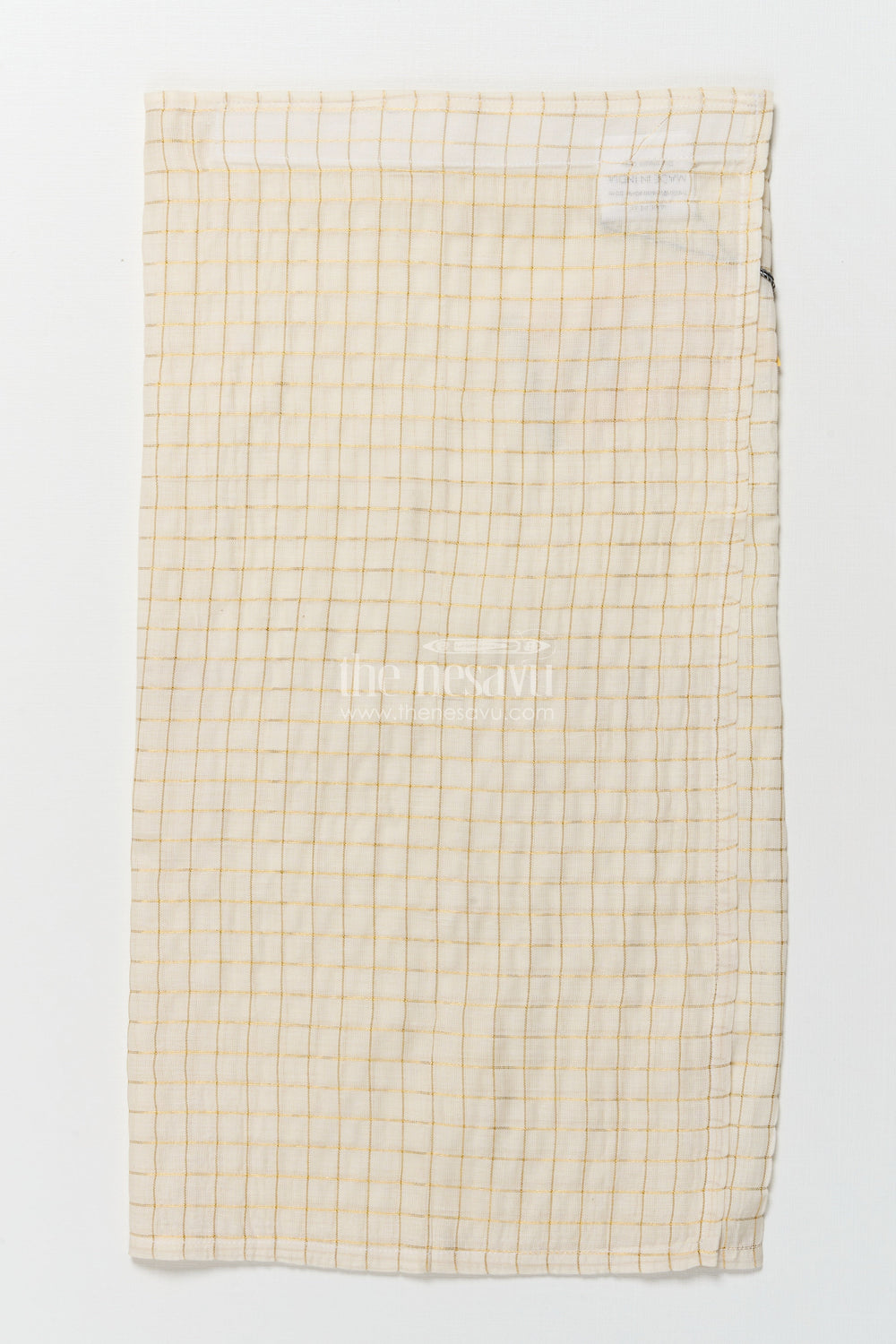 The Nesavu Boys Vesti Boys Traditional Vesti for Festivals and Ceremonies Nesavu 16 (1Y) / Cream D037B-16 Nesavu boys tissue vesti checked pattern traditional events festive occasions