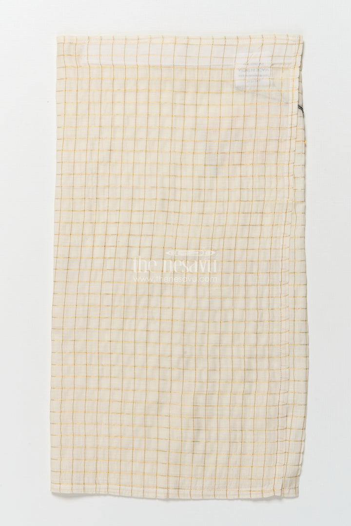 The Nesavu Boys Vesti Boys Traditional Vesti for Festivals and Ceremonies Nesavu 16 (1Y) / Cream D037B-16 Nesavu boys tissue vesti checked pattern traditional events festive occasions