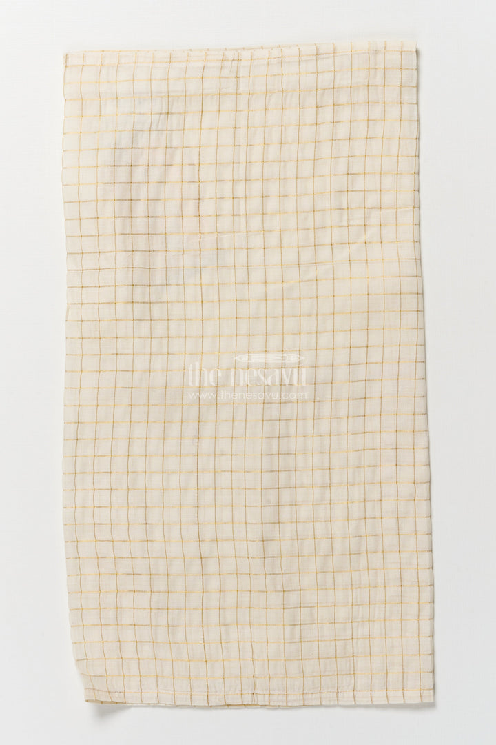The Nesavu Boys Vesti Boys Traditional Vesti for Festivals and Ceremonies Nesavu 16 (1Y) / Cream D037B-16 Nesavu boys tissue vesti checked pattern traditional events festive occasions