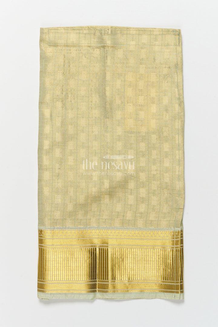 The Nesavu Boys Vesti Boys Traditional Vesti with Broad Zari Border for Festive Wear Nesavu 16 (1Y) / Gold D030BB-16 Nesavu boys vesti broad zari border traditional festive occasions