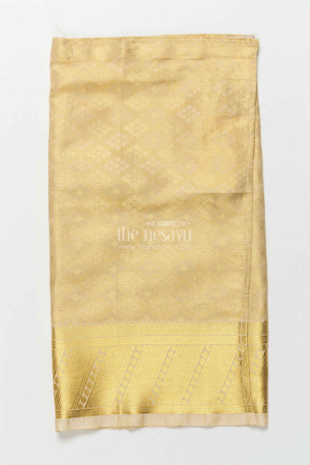 The Nesavu Boys Vesti Boys Traditional Zari Vesti for Poojas and Cultural Events Nesavu 18 (2Y) / Gold D029B-18 Nesavu boys traditional embossed tissue vesti zari border festive poojas events