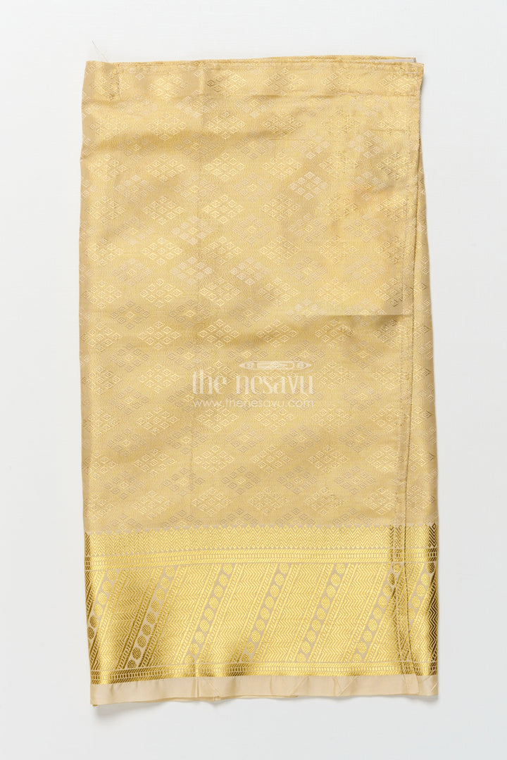 The Nesavu Boys Vesti Boys Traditional Zari Vesti for Poojas and Cultural Events Nesavu 18 (2Y) / Gold D029B-18 Nesavu boys traditional embossed tissue vesti zari border festive poojas events