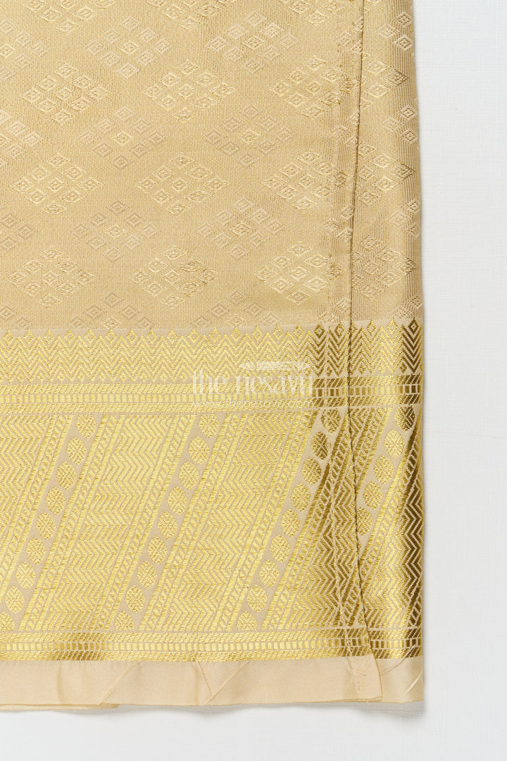 The Nesavu Boys Vesti Boys Traditional Zari Vesti for Poojas and Cultural Events Nesavu Nesavu boys traditional embossed tissue vesti zari border festive poojas events