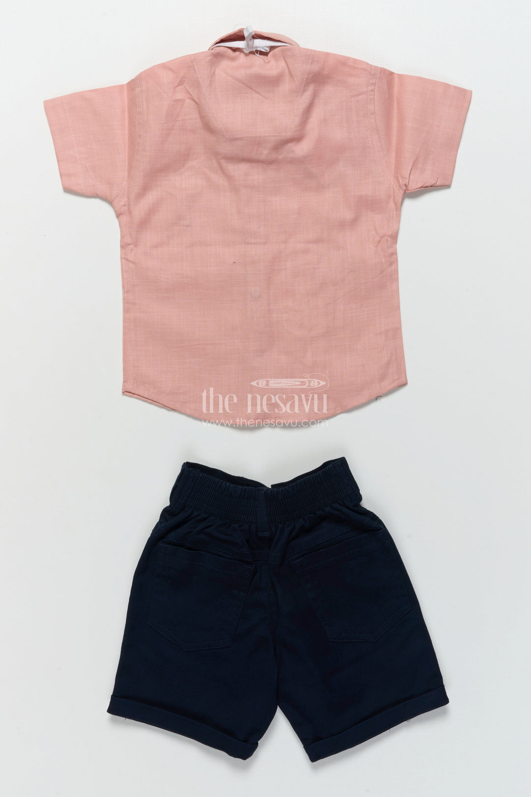 The Nesavu Boys Casual Set Boys Tree-Embroidered Shirt and Shorts Set for Birthdays and Outings Nesavu Nesavu boys embroidered nature theme shirt shorts outfit birthdays casual events