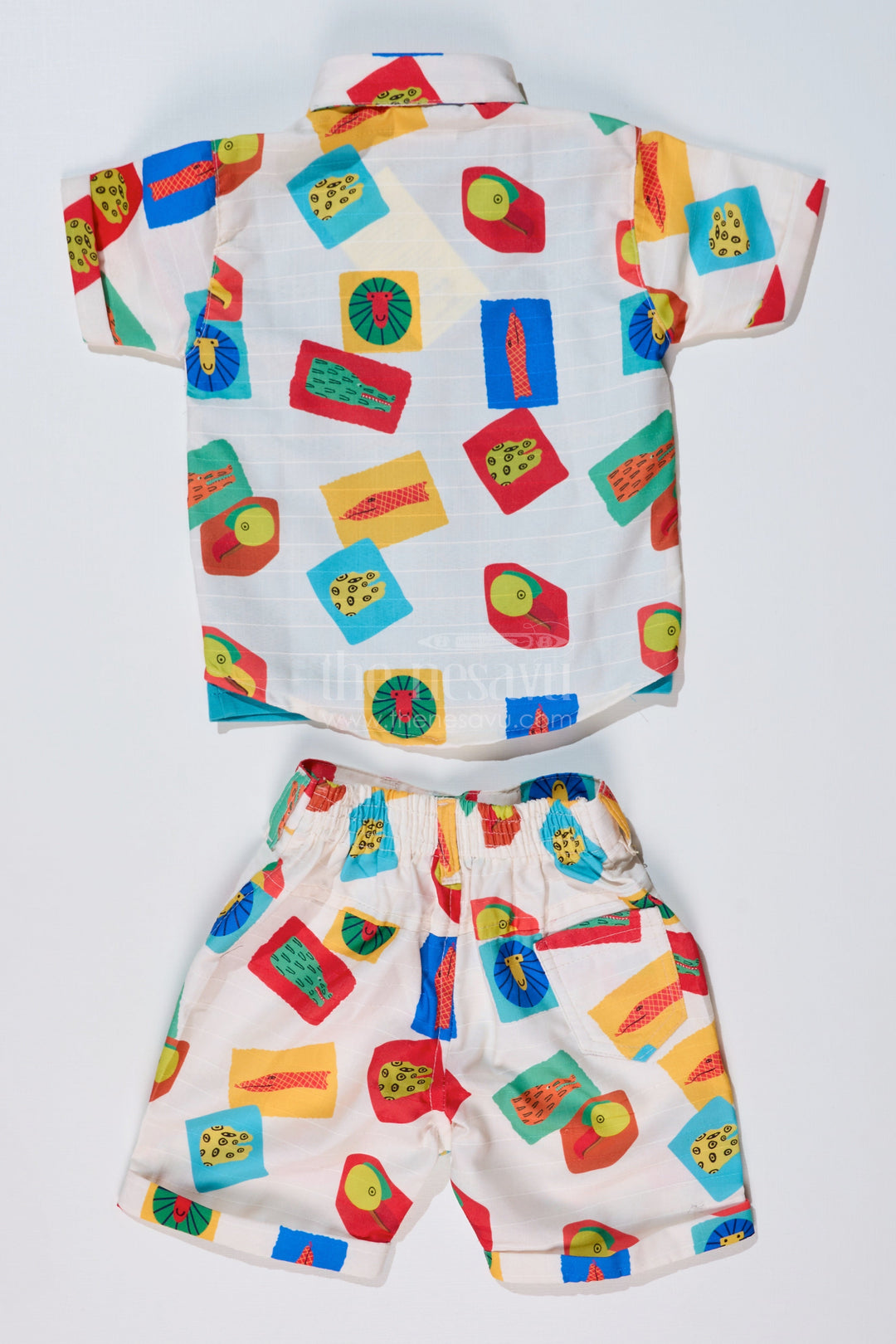 The Nesavu Boys Casual Set Boys Trendy Casual Shirts with Colorful Printed Shorts and Graphic Tank Top Nesavu Boys Trendy Casual Shirts Printed Shorts Graphic Tank Top | The Nesavu