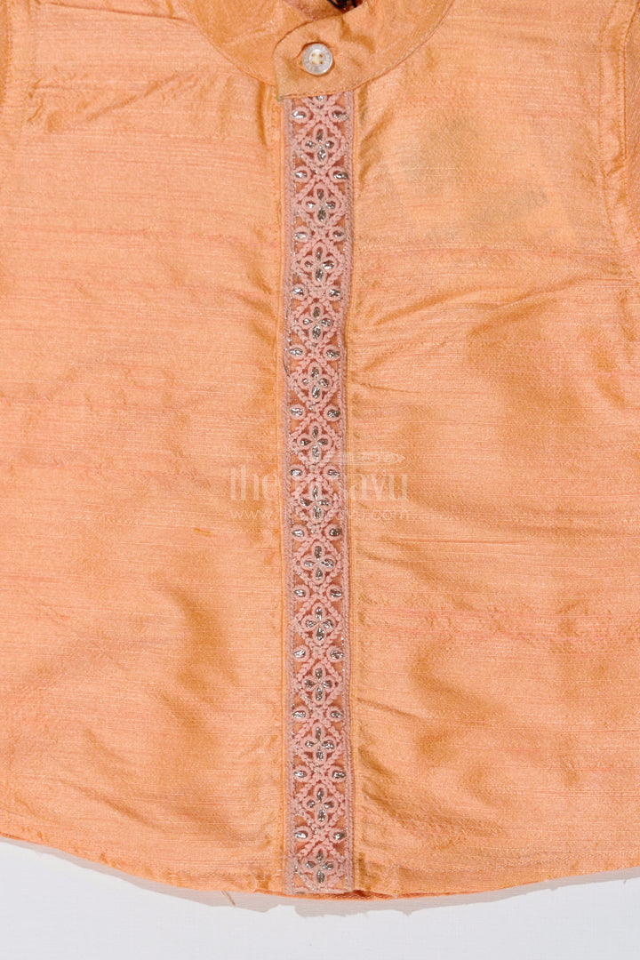 The Nesavu Boys Silk Shirt Boys Trendy Half Sleeve Shirts with Embroidered Borders in Elegant Silk Blend Fabric Nesavu Boys Trendy Half Sleeve Silk Shirt Embroidered Borders Festive Design | The Nesavu