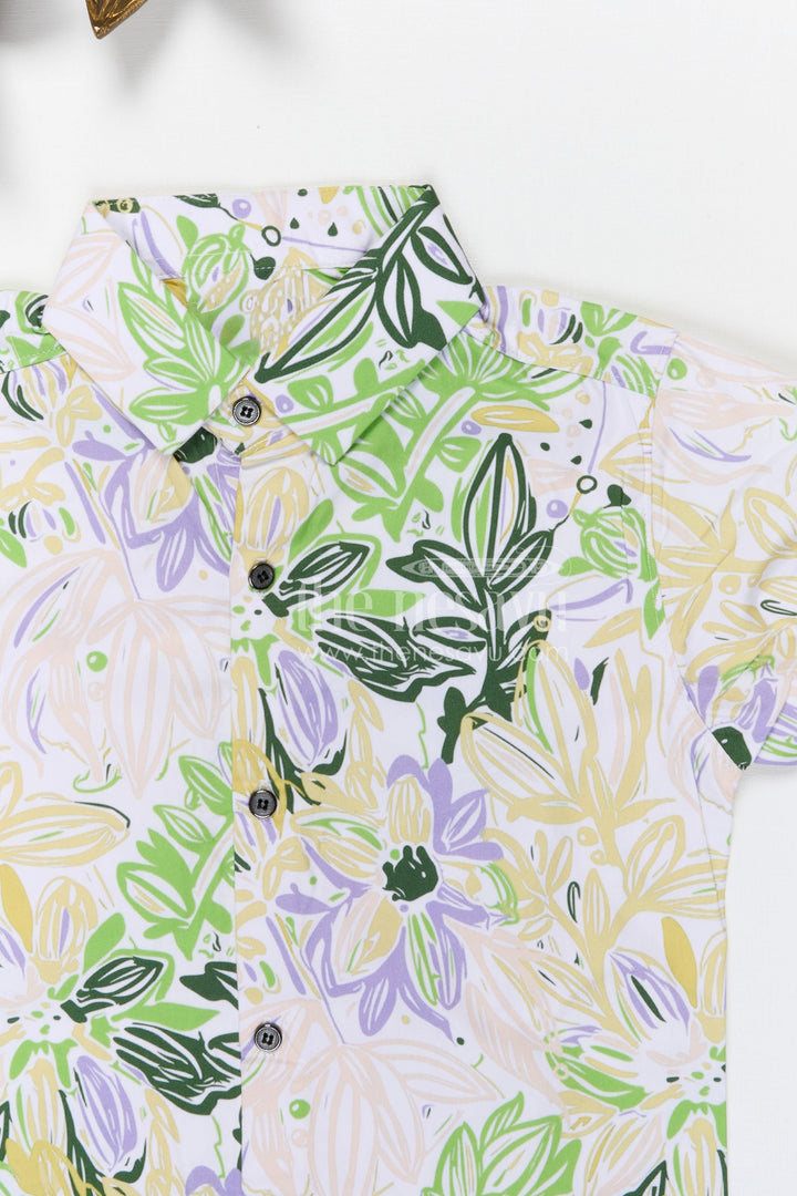 The Nesavu Boys Cotton Shirt Boys Tropical Print Cotton Shirt for Holiday Outings and Summer Casual Wear Nesavu Nesavu boys cotton tropical print shirt for holiday outings summer wear and casual kids fashion