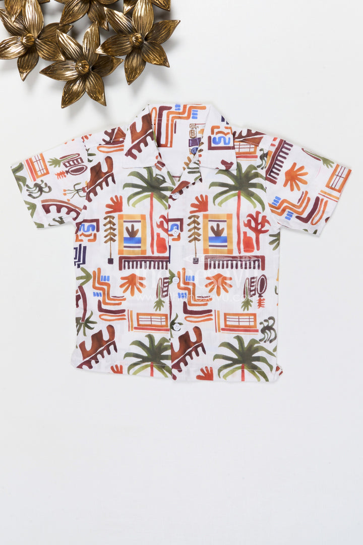 The Nesavu Boys Cotton Shirt Boys Tropical Vacation Print Cotton Shirt for Summer Outings and Holiday Wear Nesavu 18 (2Y) / Multicolor / Cotton BS423A-18 Nesavu boys cotton tropical vacation print shirt for summer outings and holiday wear