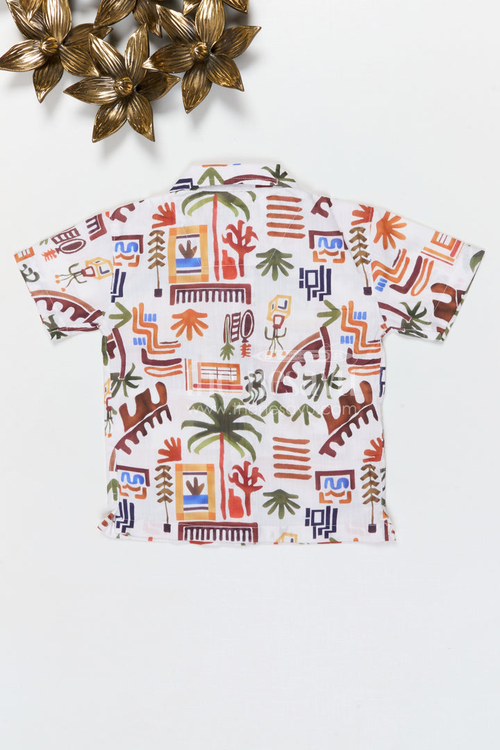 The Nesavu Boys Cotton Shirt Boys Tropical Vacation Print Cotton Shirt for Summer Outings and Holiday Wear Nesavu Nesavu boys cotton tropical vacation print shirt for summer outings and holiday wear