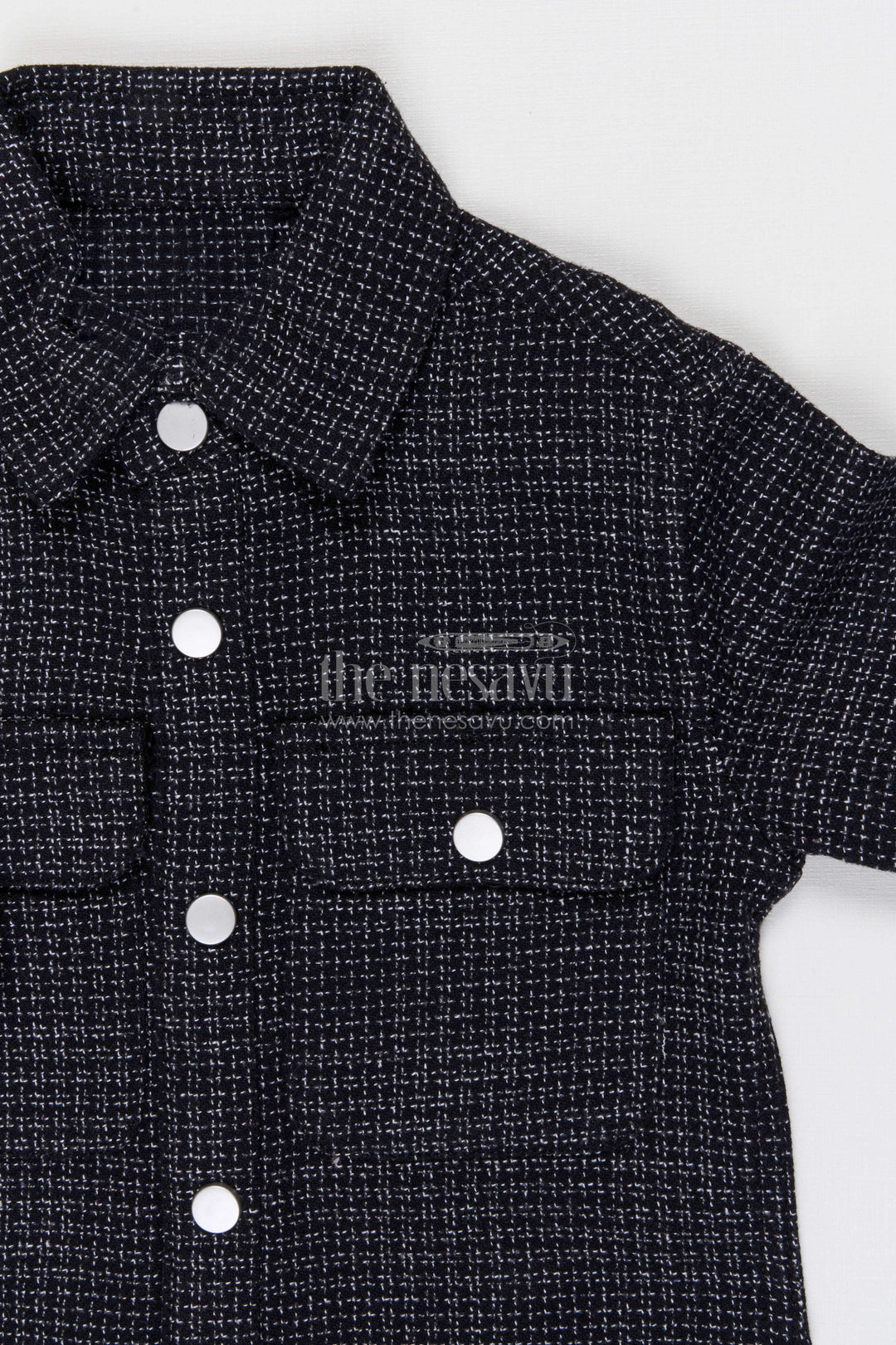 The Nesavu Boys Cotton Shirt Boys Tweed Cotton Shirt for Festive and Casual Wear Nesavu Nesavu Boys Tweed Cotton Shirt For Festive Occasions Casual Outings And Smart Styling