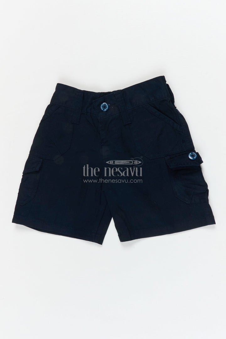 The Nesavu Boys Shorts Boys Utility Cotton Shorts for Daily Wear and Casual Play Nesavu 16 (1Y) / Blue / Cotton BWS074A-16 Nesavu boys cotton utility shorts with side pockets – ideal for school and daily wear