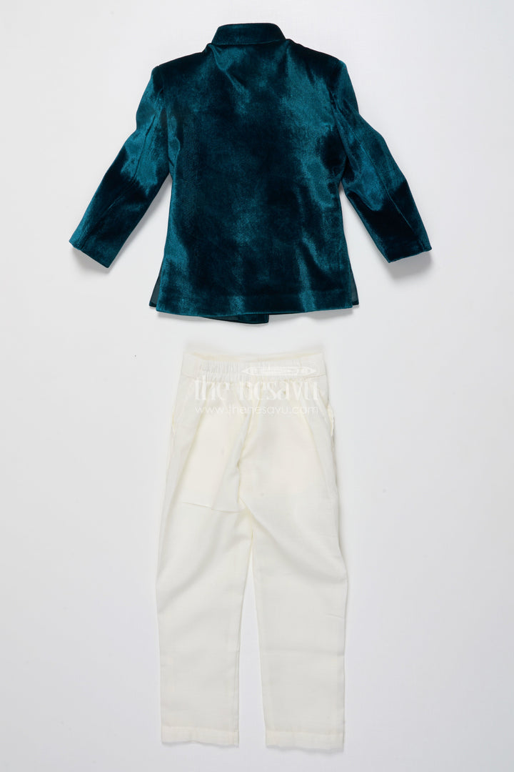The Nesavu Boys Sherwani Boys Velvet Sherwani Set with Stone Work for Weddings and Receptions Nesavu Nesavu boys velvet sherwani set stone embroidery weddings formal celebrations