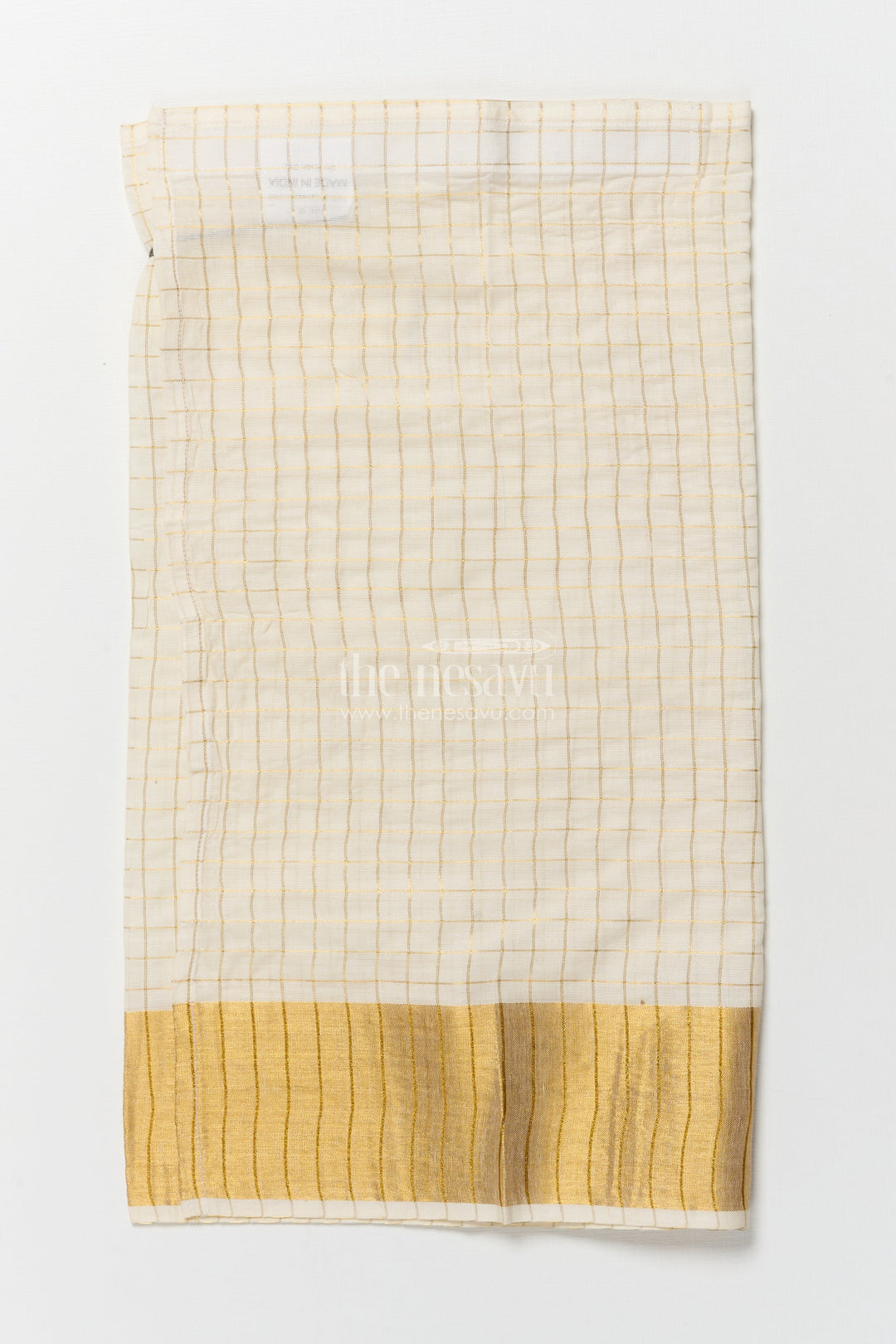The Nesavu Boys Vesti Boys Vesti for Traditional Family Occasions and Rituals Nesavu Nesavu boys vesti checked pattern gold border pujas traditional events