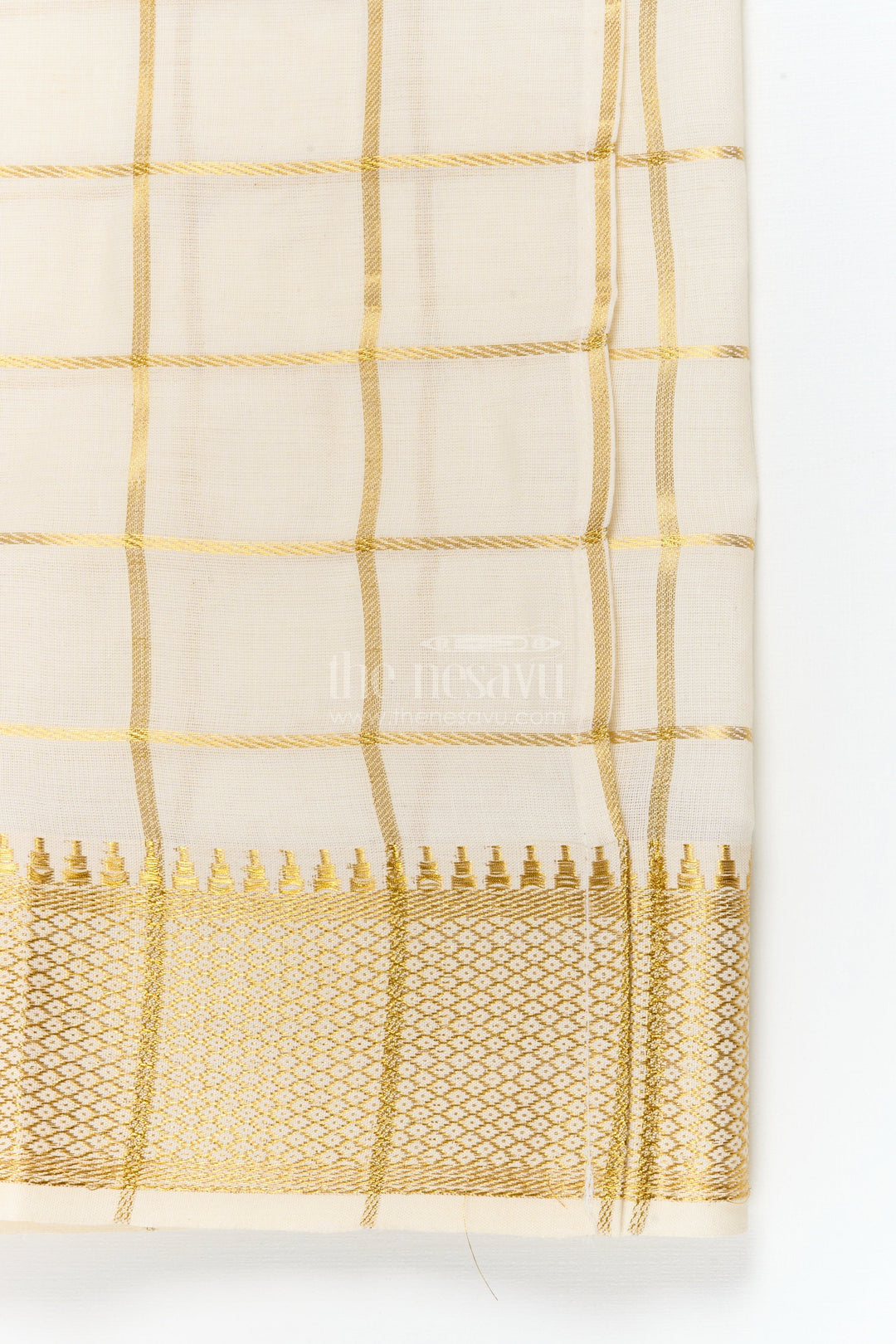 The Nesavu Boys Vesti Boys Vesti with Temple Checks for Ethnic Day and Traditional Events Nesavu Nesavu checked boys vesti with zari border for ethnic day and cultural celebrations