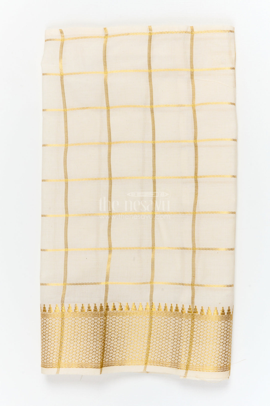 The Nesavu Boys Vesti Boys Vesti with Temple Checks for Ethnic Day and Traditional Events Nesavu Nesavu checked boys vesti with zari border for ethnic day and cultural celebrations