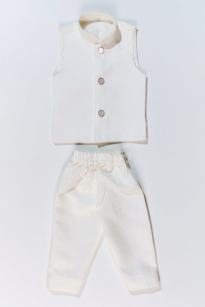 The Nesavu Boys Jacket Sets Boys Wedding Kurta with Jacket in Silk Blend with Designer Embroidery and Regal Detailing Nesavu Nesavu Boys Wedding Kurta Jacket Silk Blend Designer Embroidery Ornamental Brooch