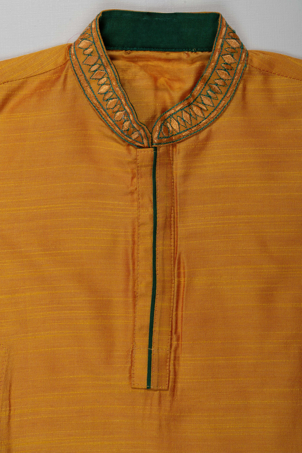 The Nesavu Boys Kurtha Shirt Boys Yellow Cotton Blend Shirt with Decorative Collar and Fine Stitching for Business Casual Shirts Look Nesavu Nesavu Boys Yellow Cotton Blend Shirt Stylish Collar Smart Casual Business Design