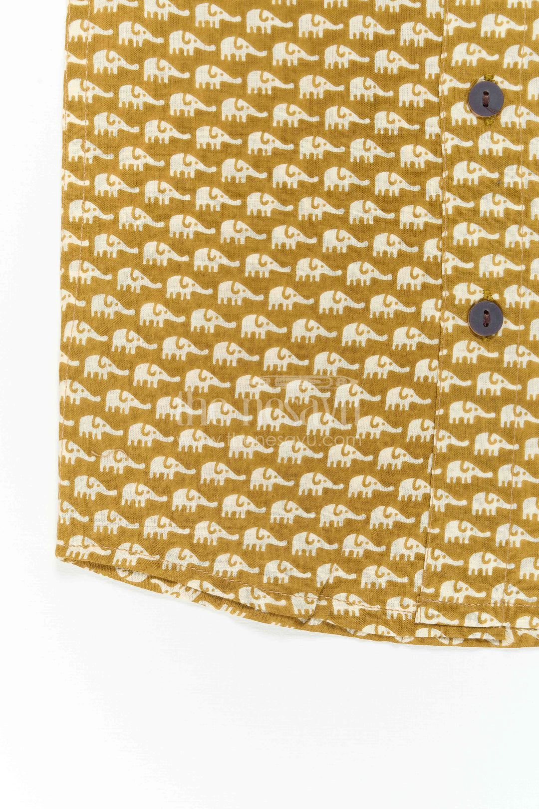 The Nesavu Boys Cotton Shirt Boys Yellow Cotton Shirt for Casual Outings and Summer Wear Nesavu Nesavu Boys Yellow Cotton Shirt With Elephant Digital Print For Casual And Summer Wear