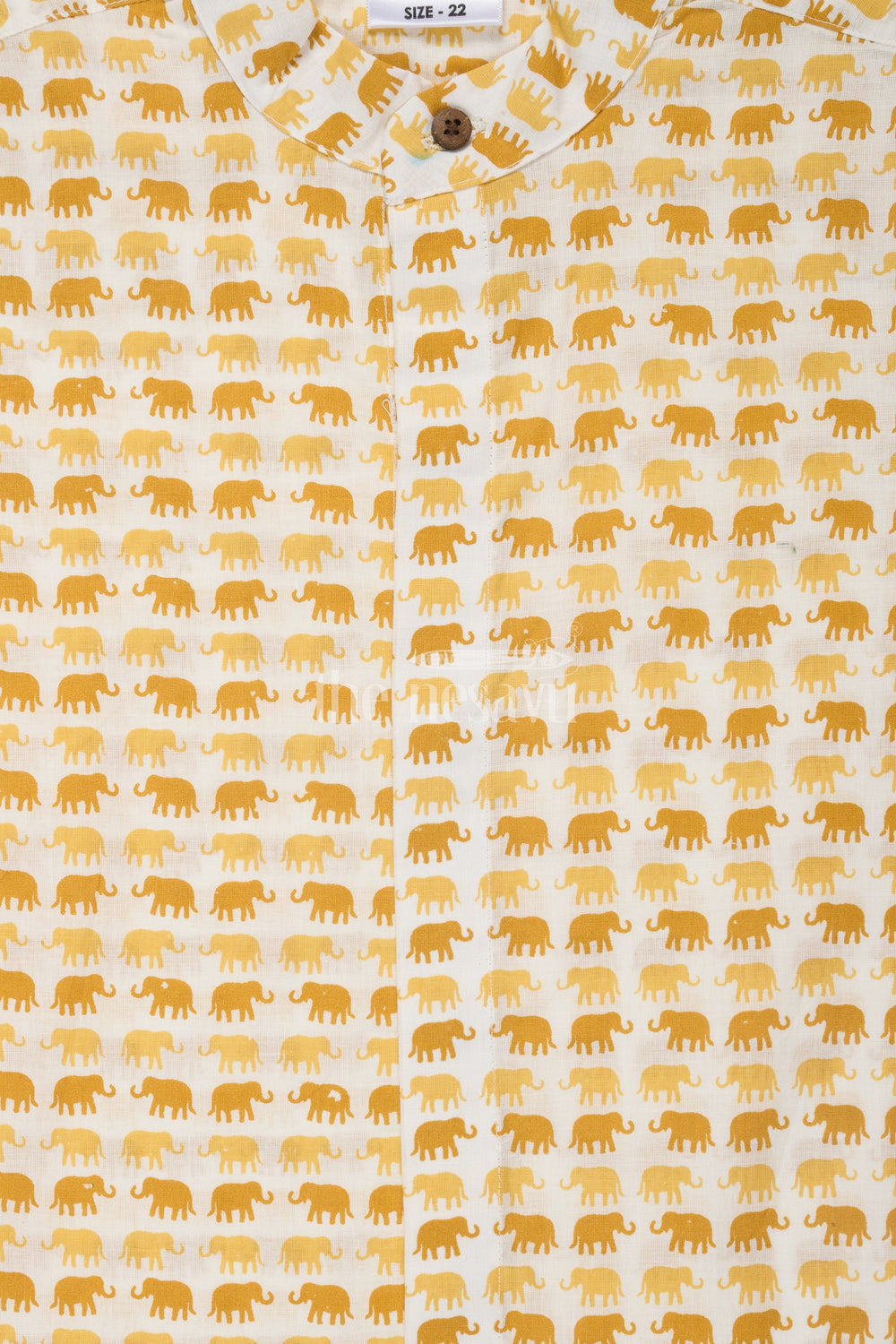 The Nesavu Boys Cotton Shirt Boys Yellow Cotton Shirt with Elephant Print for Casual Everyday Adventures Nesavu Nesavu Boys Yellow Cotton Shirt Playful Elephant Print Comfortable Summer Wear