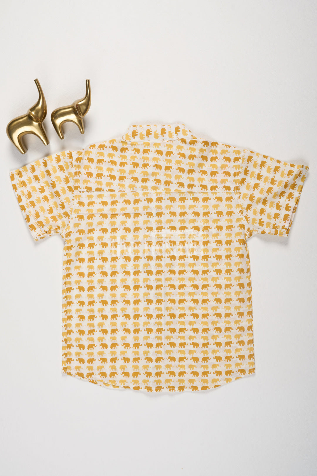 The Nesavu Boys Cotton Shirt Boys Yellow Cotton Shirt with Elephant Print for Casual Everyday Adventures Nesavu Nesavu Boys Yellow Cotton Shirt Playful Elephant Print Comfortable Summer Wear