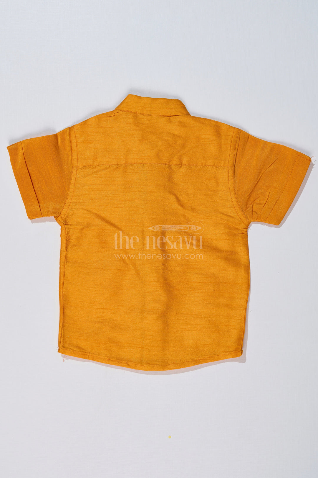 The Nesavu Boys Silk Shirt Boys Yellow Half Shirt in Silk Blend with Embroidered Panel for Festive and Traditional Wear Nesavu Boys Yellow Silk Half Shirt Embroidered Panel Short Sleeves Festive Wear | The Nesavu