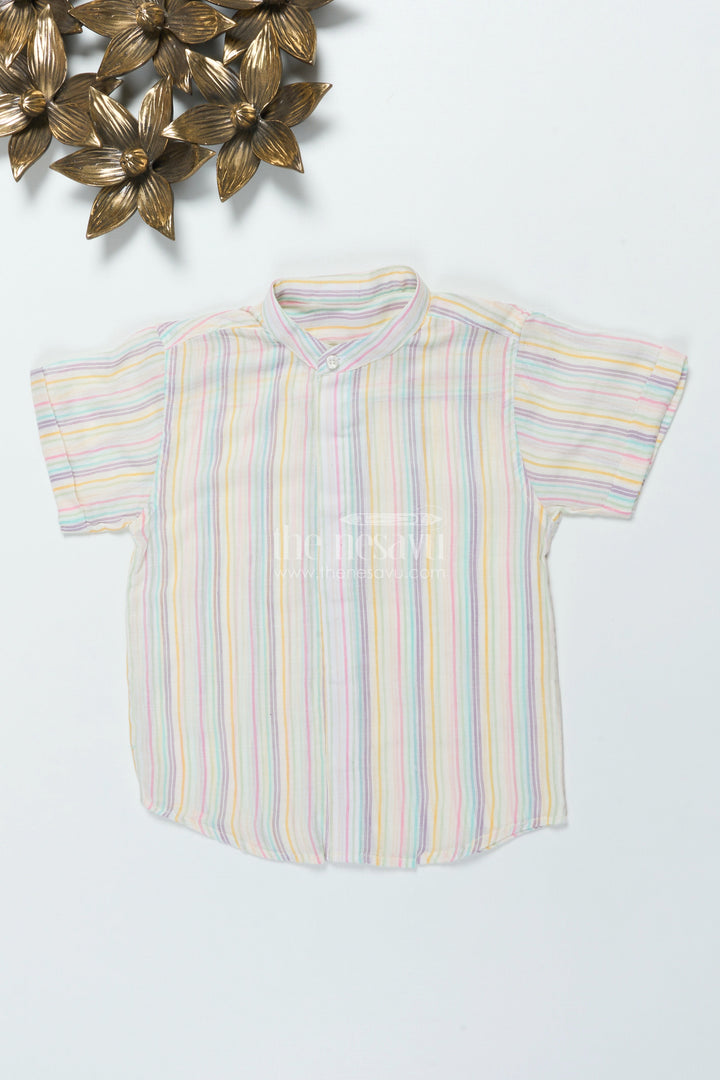 The Nesavu Boys Cotton Shirt Boys Zari Cotton Shirt for Ethnic School Day and Festive Dressing Nesavu Nesavu boys lurex zari cotton shirt ethnic school functions festive occasions