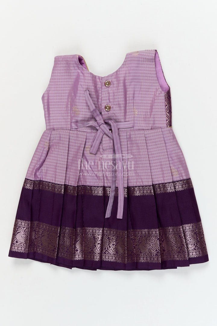 The Nesavu Girls Kanchi Silk Frock Bridal Silk Frock for Toddler Girls with Designer Kanchivaram Saree Inspired Weave Nesavu Nesavu toddler girl bridal silk frock with designer Kanchivaram saree weave and traditional zari border