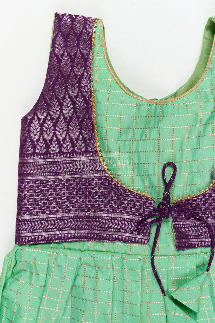 The Nesavu Girls Kanchi Silk Frock Bridal Style Silk Frock for Toddler Girls Inspired by Dharmavaram Sarees Nesavu Nesavu toddler girl silk frock inspired by Dharmavaram bridal sarees with zari woven detailing