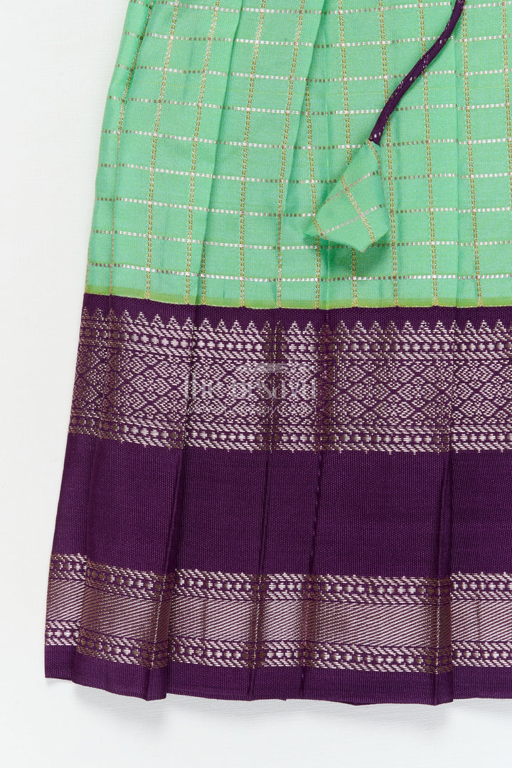 The Nesavu Girls Kanchi Silk Frock Bridal Style Silk Frock for Toddler Girls Inspired by Dharmavaram Sarees Nesavu Nesavu toddler girl silk frock inspired by Dharmavaram bridal sarees with zari woven detailing