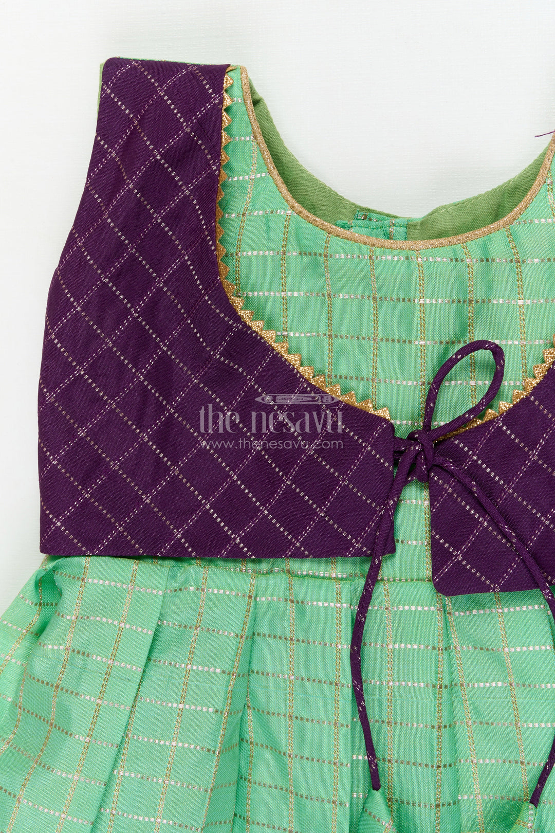 The Nesavu Girls Kanchi Silk Frock Bridal Style Silk Frock for Toddler Girls Inspired by Dharmavaram Sarees Nesavu Nesavu toddler girl silk frock inspired by Dharmavaram bridal sarees with zari woven detailing