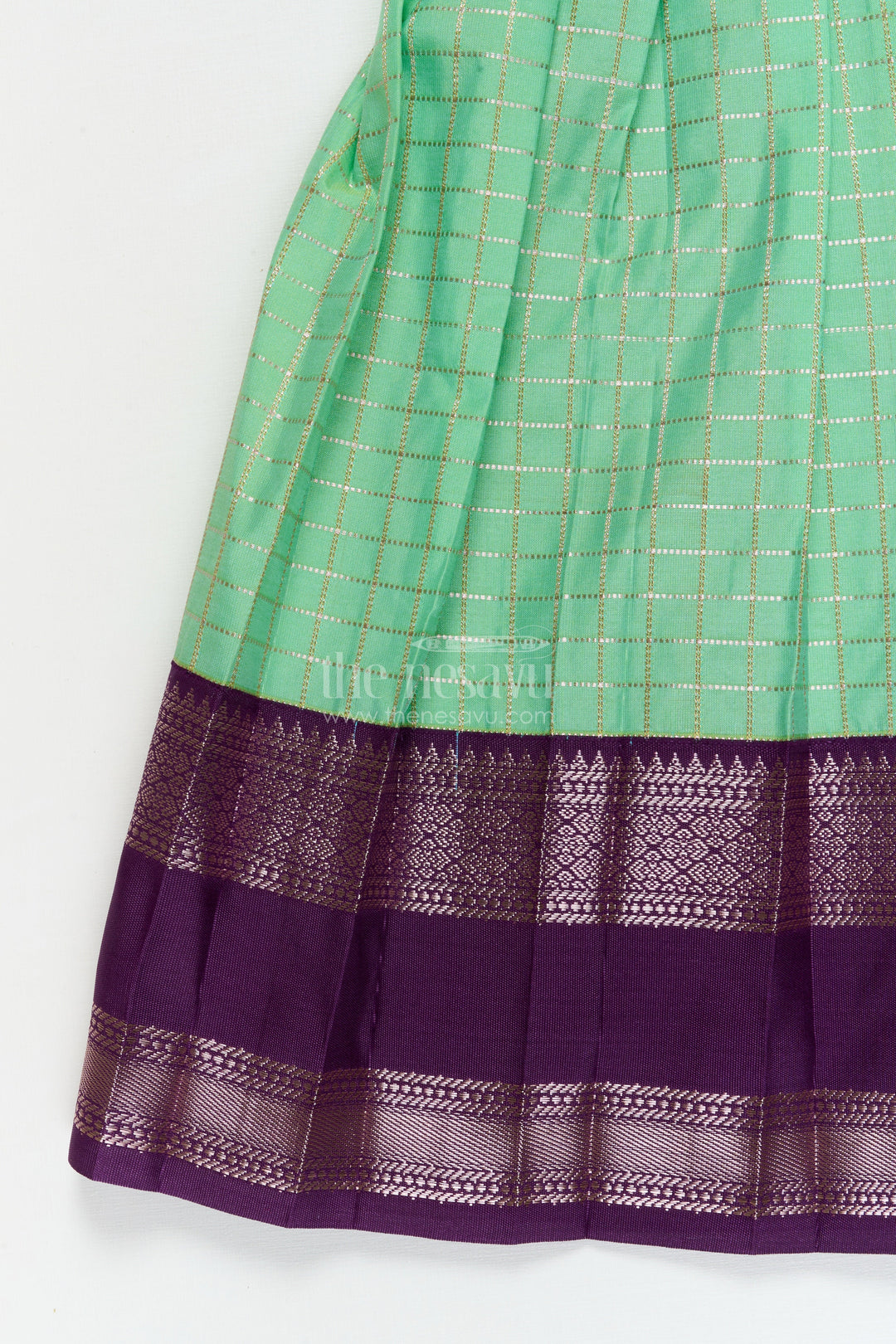 The Nesavu Girls Kanchi Silk Frock Bridal Style Silk Frock for Toddler Girls Inspired by Dharmavaram Sarees Nesavu Nesavu toddler girl silk frock inspired by Dharmavaram bridal sarees with zari woven detailing