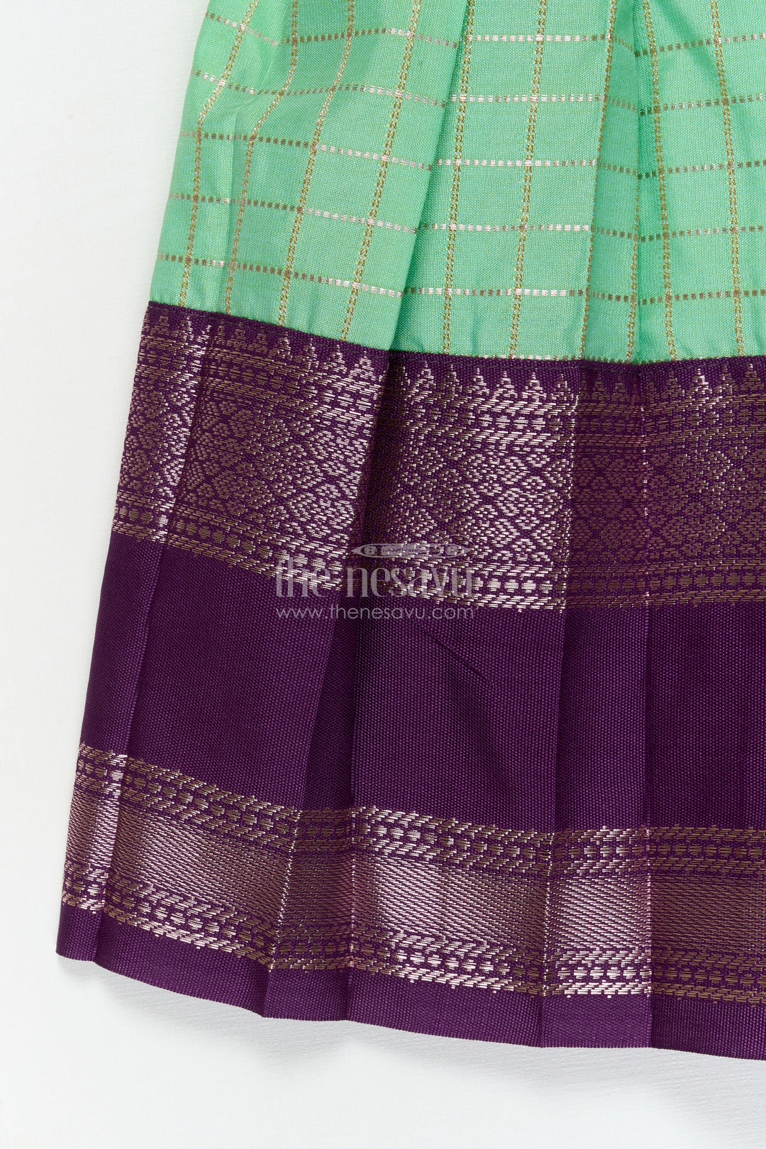 The Nesavu Girls Kanchi Silk Frock Bridal Style Silk Frock for Toddler Girls Inspired by Dharmavaram Sarees Nesavu Nesavu toddler girl silk frock inspired by Dharmavaram bridal sarees with zari woven detailing