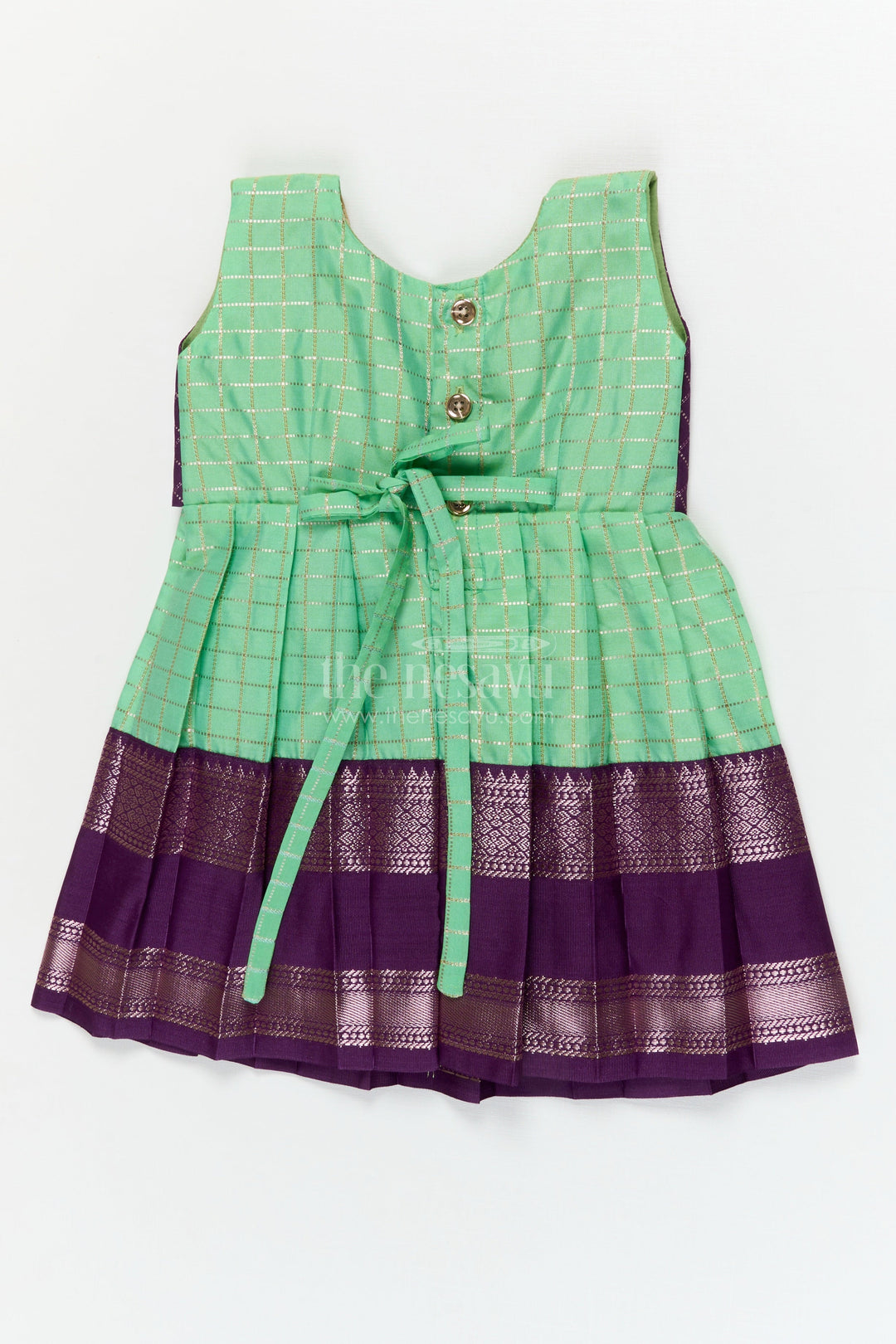 The Nesavu Girls Kanchi Silk Frock Bridal Style Silk Frock for Toddler Girls Inspired by Dharmavaram Sarees Nesavu Nesavu toddler girl silk frock inspired by Dharmavaram bridal sarees with zari woven detailing