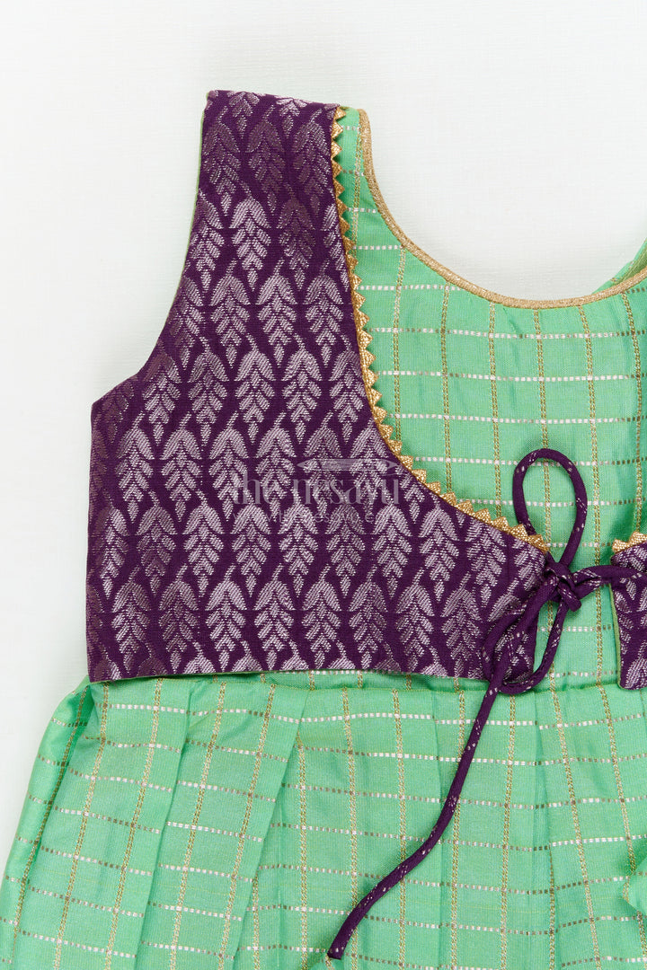 The Nesavu Girls Kanchi Silk Frock Bridal Style Silk Frock for Toddler Girls Inspired by Dharmavaram Sarees Nesavu Nesavu toddler girl silk frock inspired by Dharmavaram bridal sarees with zari woven detailing