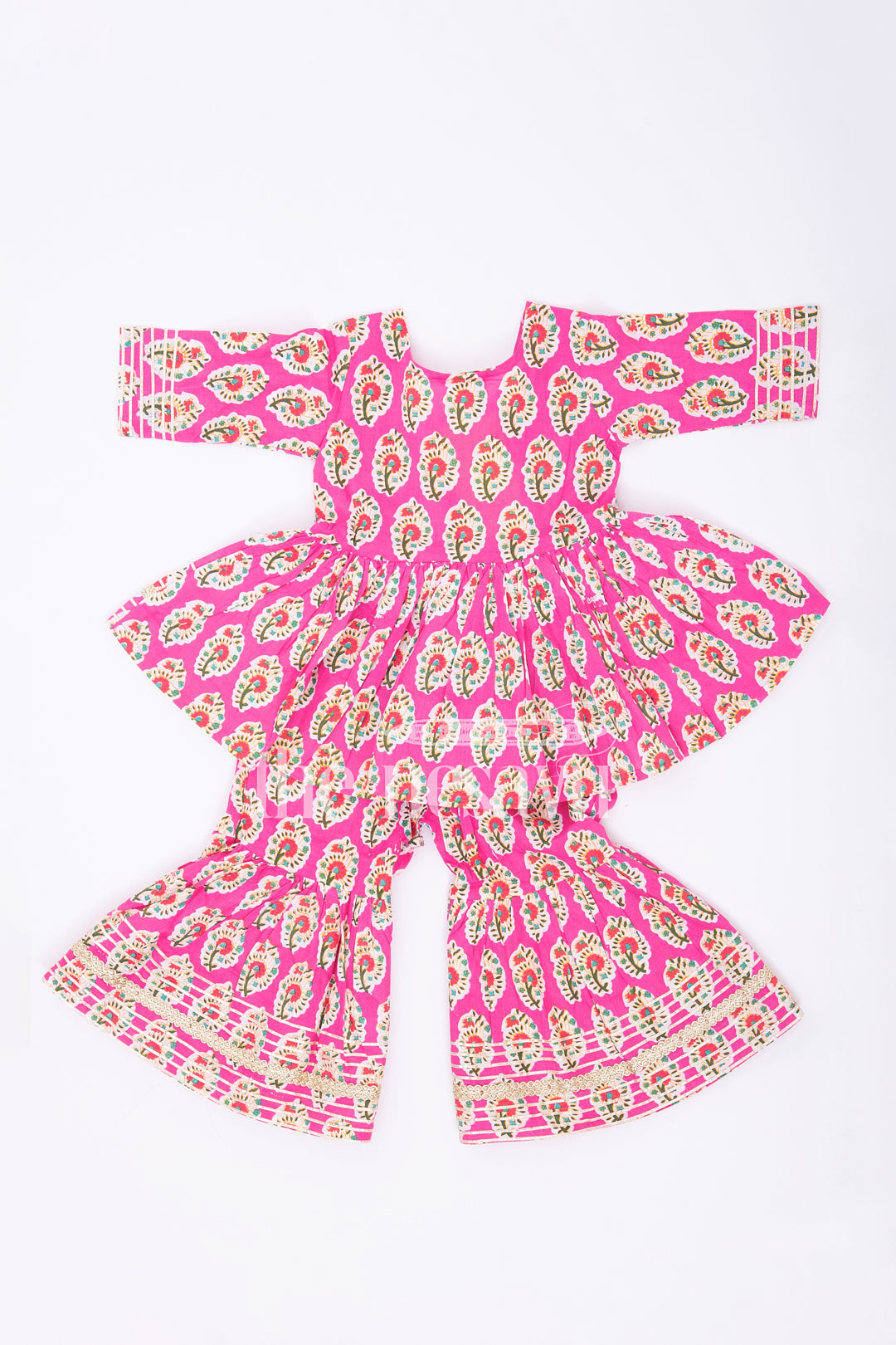 The Nesavu Girls Sharara / Plazo Set Bright Jaipur Hand Block Printed Cotton Sharara Set for Girls’ Indian Co-Ord Looks Nesavu Bright Jaipur Hand Block Print Cotton Sharara Set for Girls