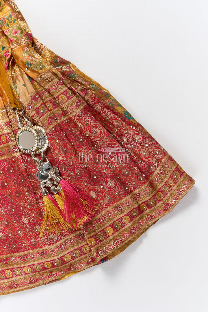 The Nesavu Girls Lehenga Choli Brocade Lehenga Choli for Girls with Festive Yoke Detailing Nesavu Nesavu brocade lehenga choli girls viscose silk perfect weddings festive occasions