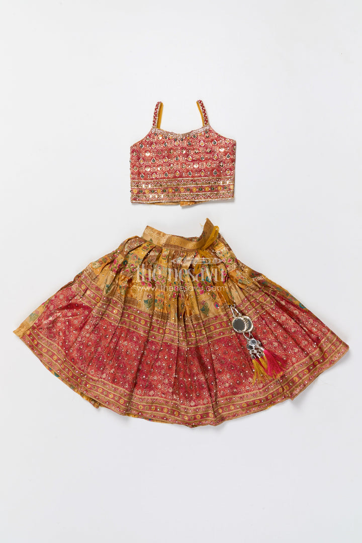 The Nesavu Girls Lehenga Choli Brocade Lehenga Choli for Girls with Festive Yoke Detailing Nesavu Nesavu brocade lehenga choli girls viscose silk perfect weddings festive occasions