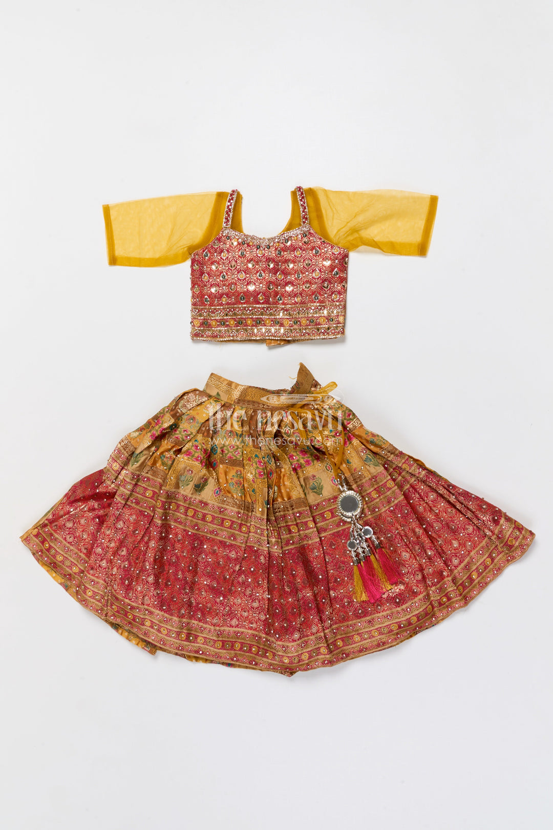 The Nesavu Girls Lehenga Choli Brocade Lehenga Choli for Girls with Festive Yoke Detailing Nesavu Nesavu brocade lehenga choli girls viscose silk perfect weddings festive occasions