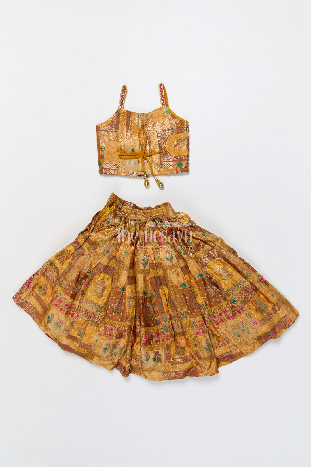 The Nesavu Girls Lehenga Choli Brocade Lehenga Choli for Girls with Festive Yoke Detailing Nesavu Nesavu brocade lehenga choli girls viscose silk perfect weddings festive occasions