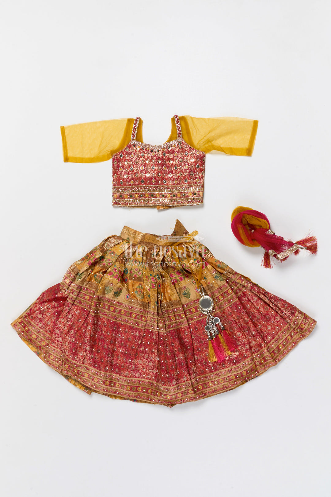 The Nesavu Girls Lehenga Choli Brocade Lehenga Choli for Girls with Festive Yoke Detailing Nesavu Nesavu brocade lehenga choli girls viscose silk perfect weddings festive occasions