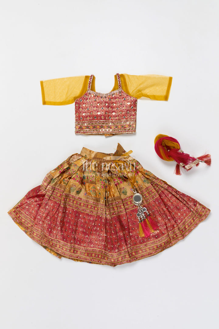 The Nesavu Girls Lehenga Choli Brocade Lehenga Choli for Girls with Festive Yoke Detailing Nesavu Nesavu brocade lehenga choli girls viscose silk perfect weddings festive occasions
