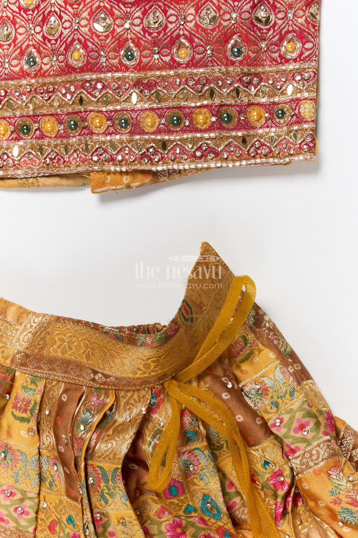 The Nesavu Girls Lehenga Choli Brocade Lehenga Choli for Girls with Festive Yoke Detailing Nesavu Nesavu brocade lehenga choli girls viscose silk perfect weddings festive occasions