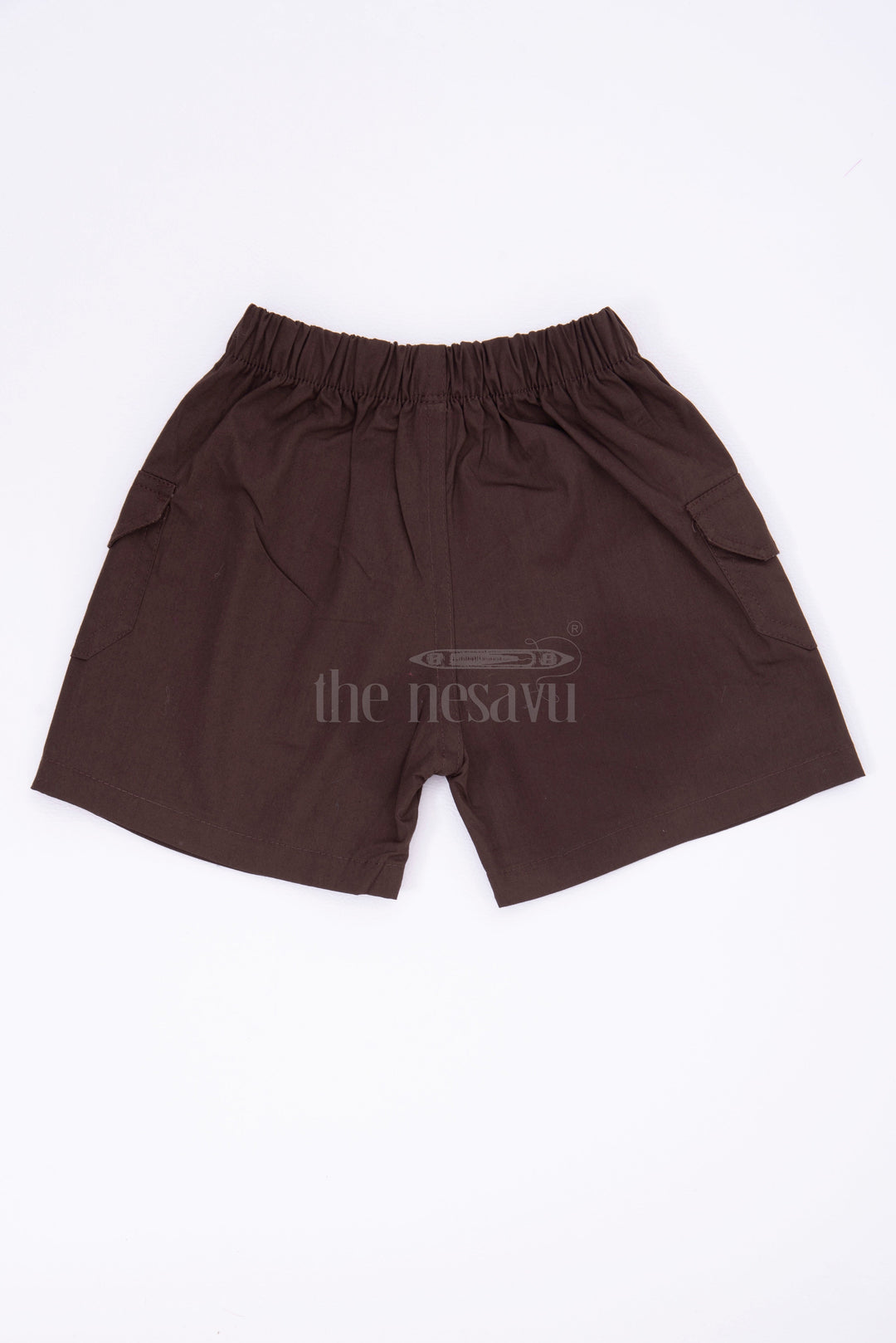 The Nesavu Boys Shorts Brown Boys Pure Cotton Shorts with Elastic Waist Nesavu The Nesavu Brown Boys Pure Cotton Shorts - Elastic Waist & Durable Comfort