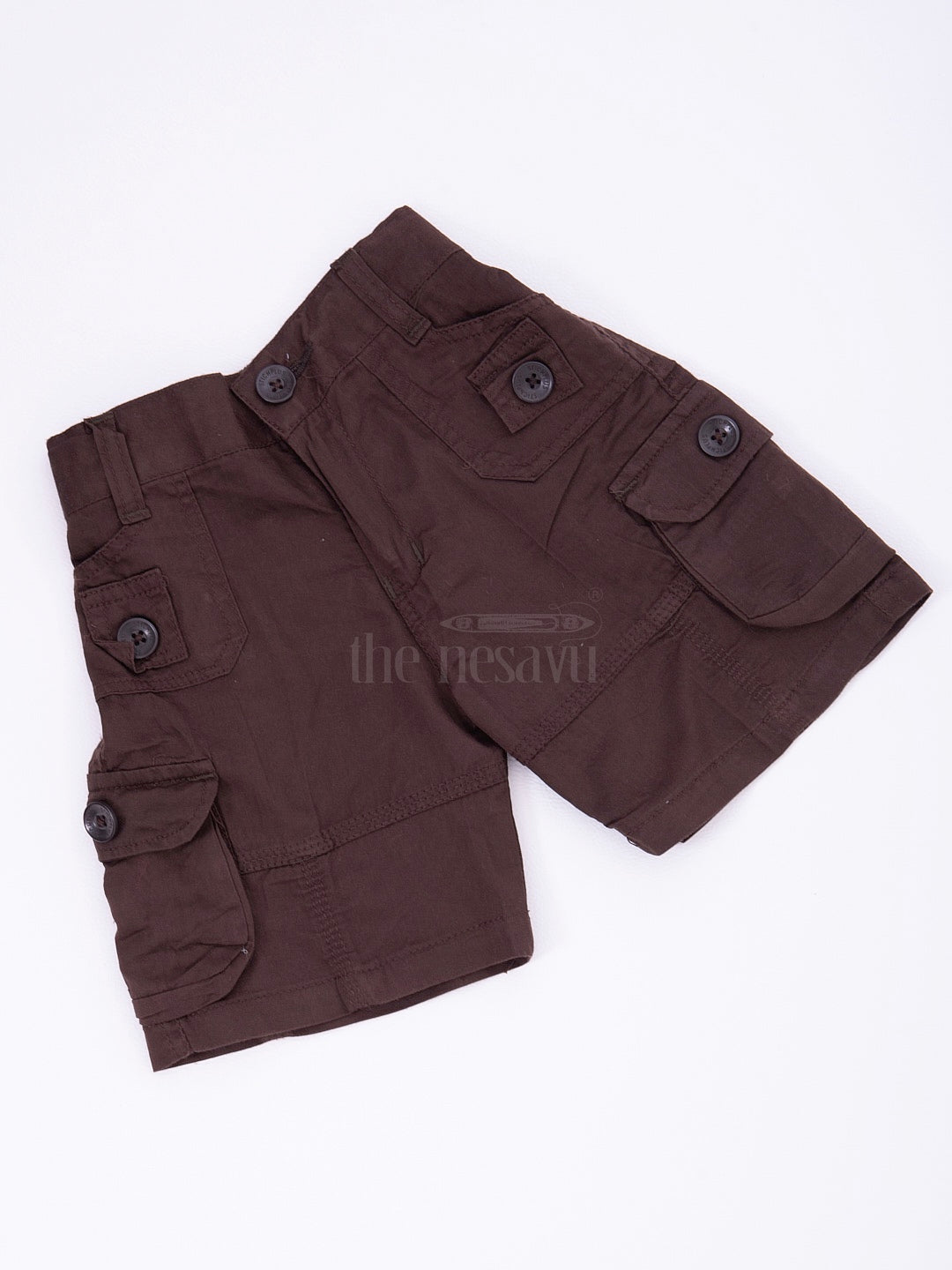 The Nesavu Boys Shorts Brown Cargo Cotton Boys Dress Shorts Nesavu Brown Cargo Cotton Boys Dress Shorts with Elastic Waist