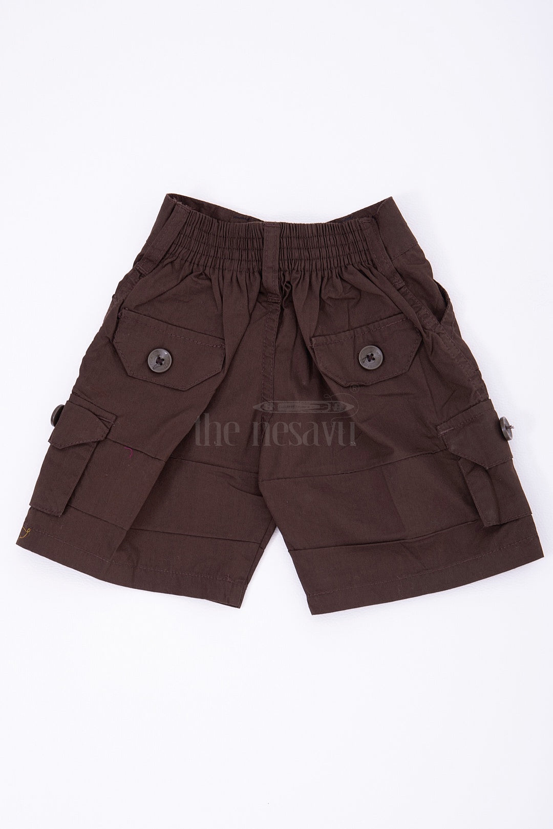 The Nesavu Boys Shorts Brown Cargo Cotton Boys Dress Shorts Nesavu Brown Cargo Cotton Boys Dress Shorts with Elastic Waist