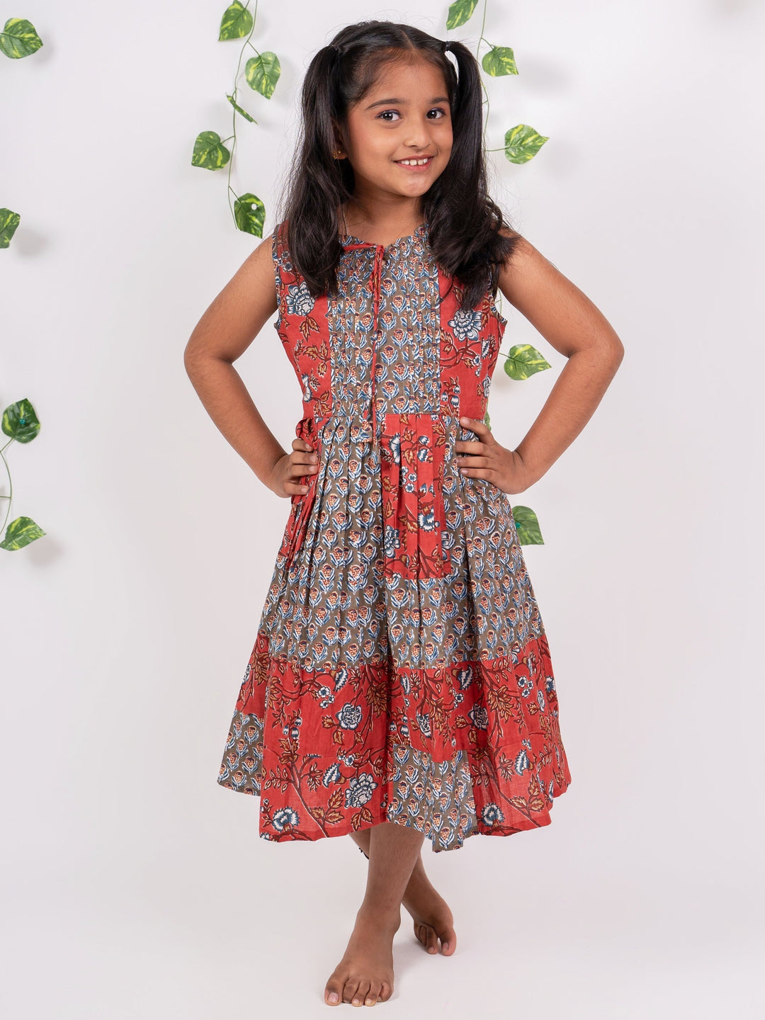 The Nesavu Girls Cotton Frock Brown Colour Cotton Printed Frock For Daily Wear Nesavu 16 (1Y) / Multicolor / Rayon GFC626B-16 Shop Girls Cotton Gowns | Designer Party Frocks Designs | The Nesavu