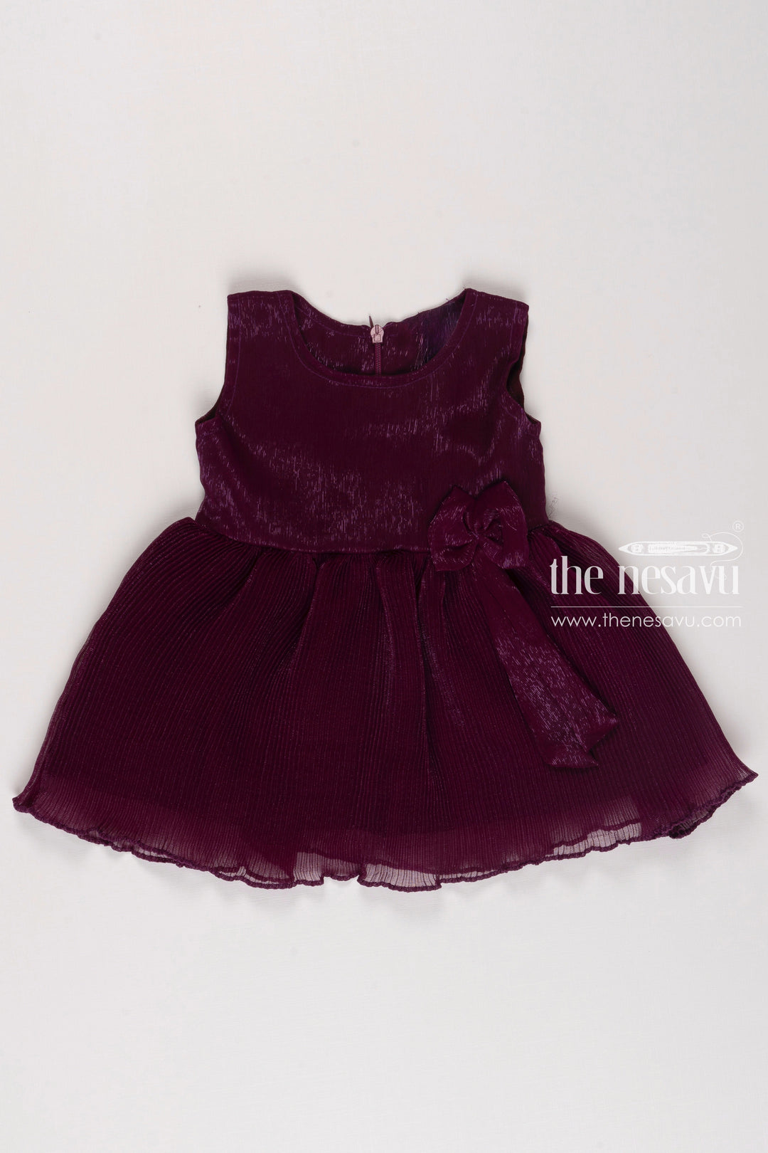 The Nesavu Baby Fancy Frock Burgundy Bliss Tulle Frock Party Wear Gown for Girls Nesavu 14 (6M) / Purple BFJ508B-14 Girls Burgundy Tulle Sleeveless Dress | Elegant Occasion Wear | The Nesavu